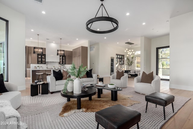 living room featuring light hardwood / wood-style floors