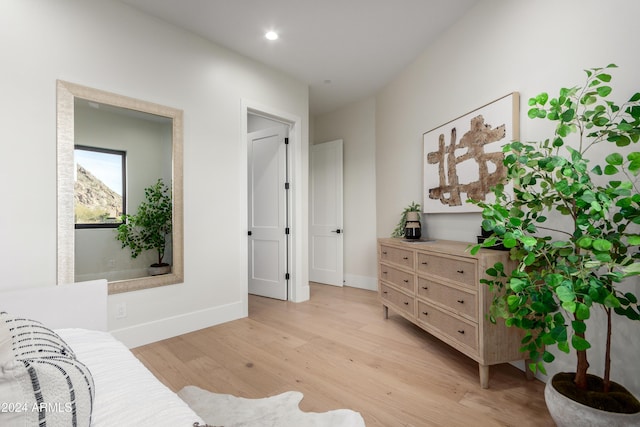 living area featuring light hardwood / wood-style flooring