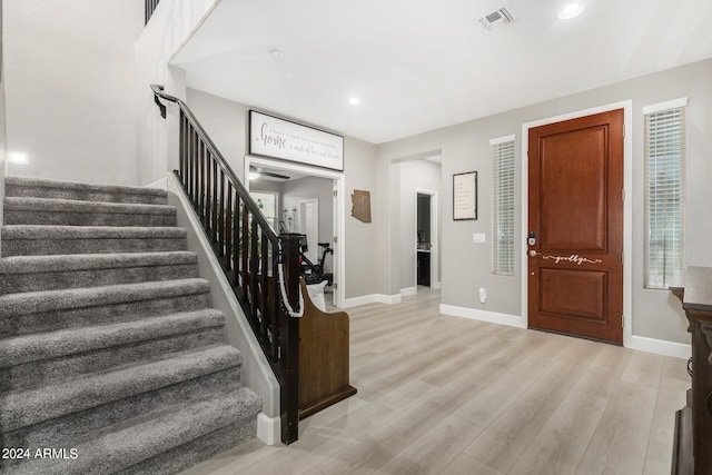 entryway with light wood-type flooring