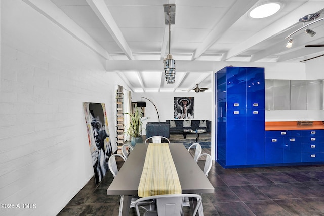 1029 E Palo Verde Dr, Phoenix, AZ 85014 - dining room featuring beamed ceiling and a ceiling fan