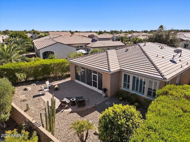 856 E Harmony Way, San Tan Valley, AZ 85140 - back of property with a patio area, a tile roof, stucco siding, and a residential view