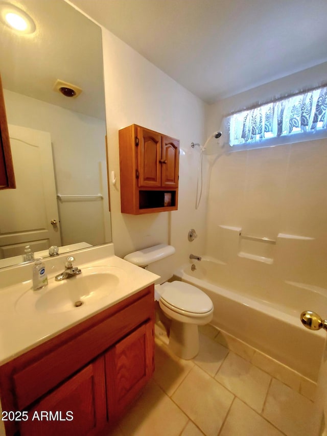 513 W Sherwood Dr, Payson, AZ 85541 - bathroom featuring toilet, tile patterned floors, bathtub / shower combination, and vanity