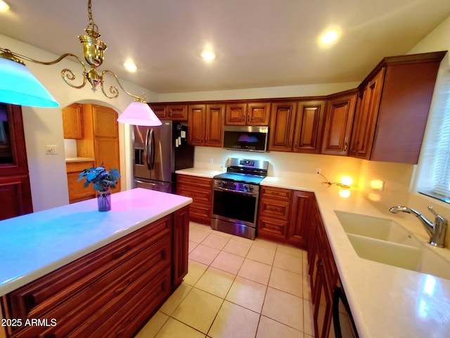 513 W Sherwood Dr, Payson, AZ 85541 - kitchen with a sink, light tile patterned floors, light countertops, and appliances with stainless steel finishes