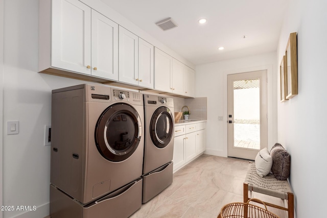 22756 N 91st Way, Scottsdale, AZ 85255 - laundry room featuring washer and clothes dryer, cabinet space, recessed lighting, and baseboards
