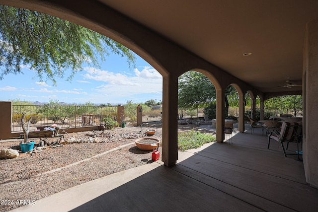 view of patio / terrace with ceiling fan