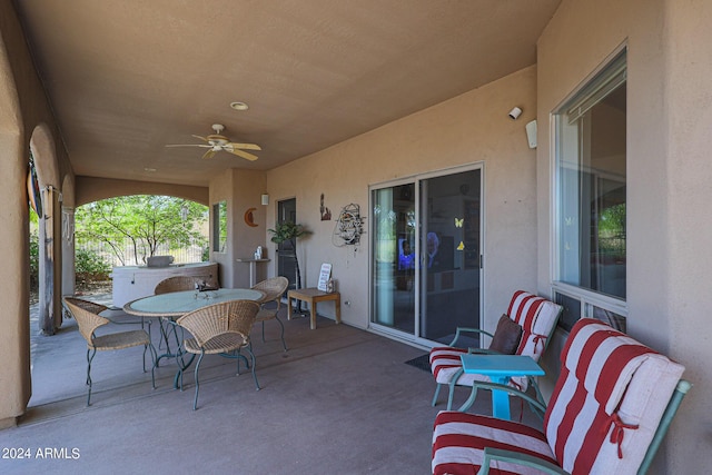 1880 W Roderick Ln, Wickenburg, AZ 85390 - view of patio with outdoor dining area and a ceiling fan