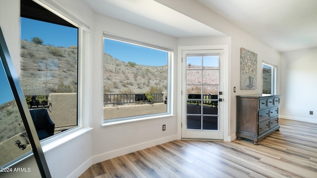 doorway to outside featuring light hardwood / wood-style floors