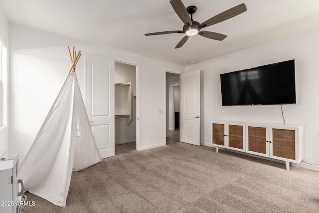 5460 S Dillon Cir, Mesa, AZ 85212 - unfurnished bedroom featuring carpet flooring, baseboards, a walk in closet, ceiling fan, and a closet