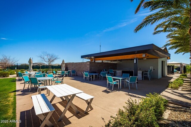 5460 S Dillon Cir, Mesa, AZ 85212 - view of patio with a gazebo, a ceiling fan, and outdoor dining space