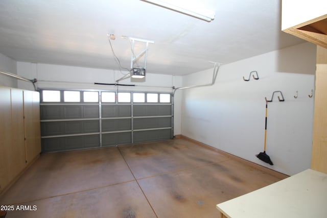 garage with a garage door opener