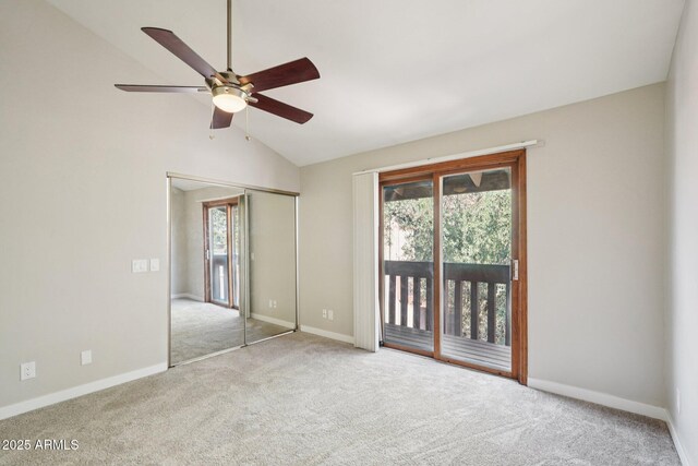 2815 N 52nd St Unit 3, Phoenix, AZ 85008 - unfurnished bedroom with access to exterior, carpet flooring, multiple windows, a closet, and vaulted ceiling
