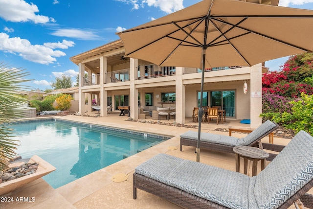 15857 E Ponderosa Dr, Fountain Hills, AZ 85268 - outdoor pool featuring an outdoor hangout area, a patio, and outdoor dining area
