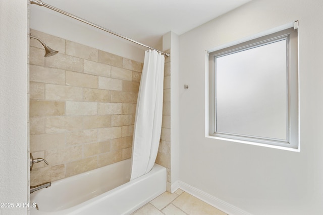 15857 E Ponderosa Dr, Fountain Hills, AZ 85268 - bathroom with shower / tub combo with curtain and tile patterned floors