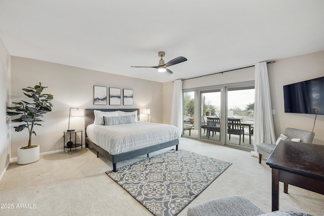 15857 E Ponderosa Dr, Fountain Hills, AZ 85268 - bedroom featuring carpet, access to exterior, baseboards, and a ceiling fan