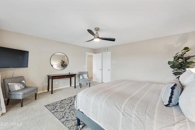 15857 E Ponderosa Dr, Fountain Hills, AZ 85268 - bedroom featuring light carpet, baseboards, and a ceiling fan