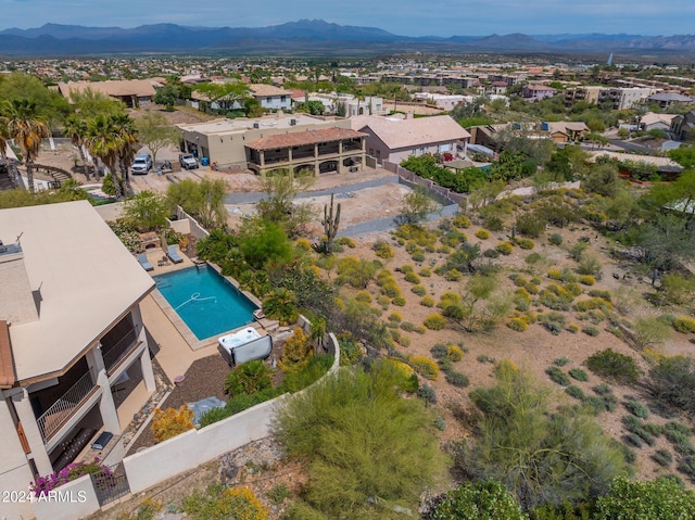 aerial view with a mountain view