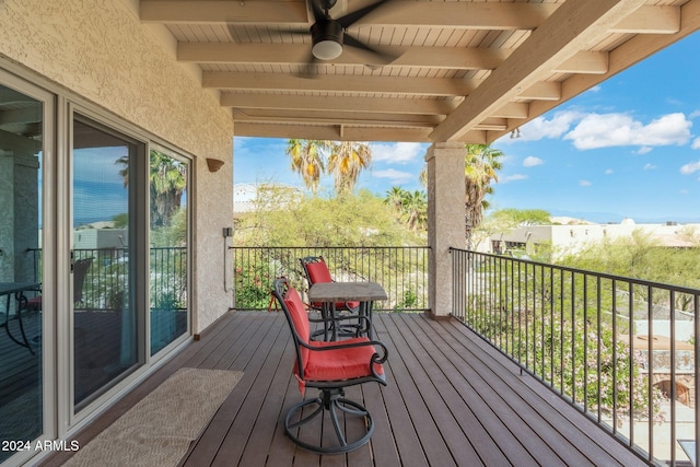 15857 E Ponderosa Dr, Fountain Hills, AZ 85268 - wooden terrace featuring a ceiling fan