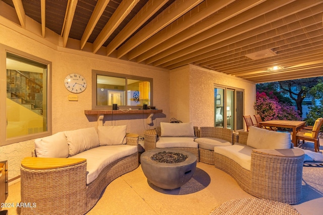 15857 E Ponderosa Dr, Fountain Hills, AZ 85268 - view of patio featuring an outdoor living space with a fire pit
