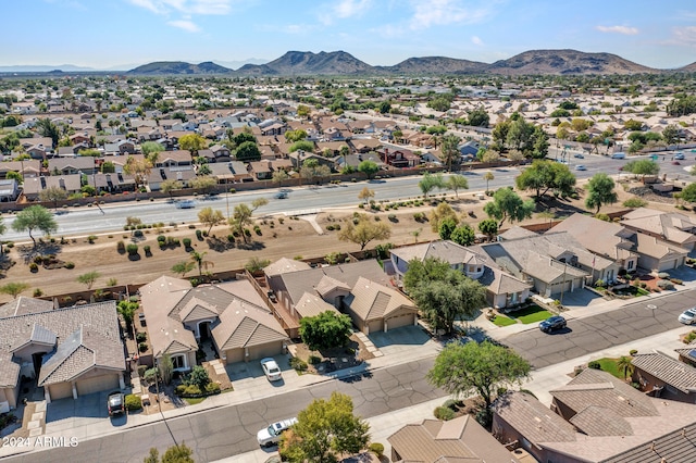 drone / aerial view with a mountain view