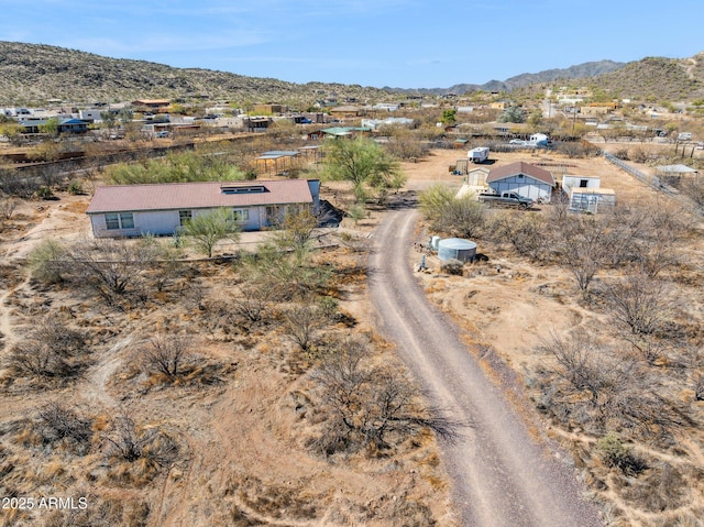 drone / aerial view with a mountain view