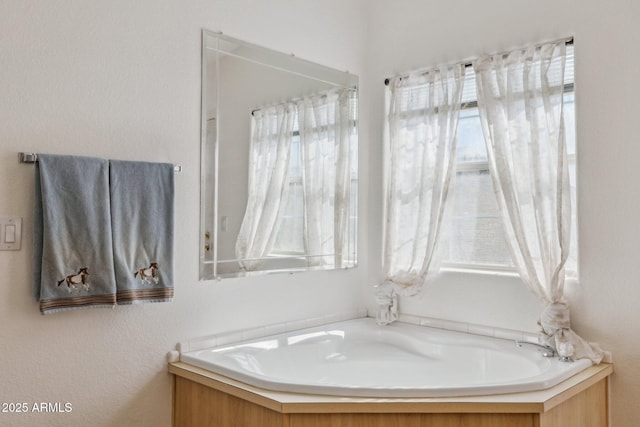 full bathroom with a garden tub