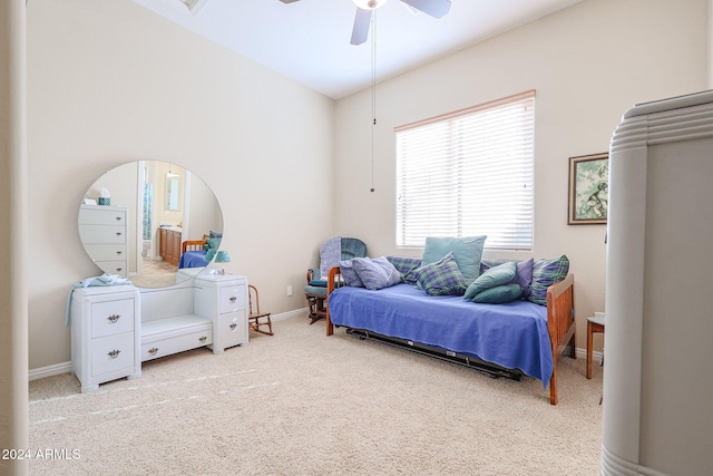 bedroom with carpet and ceiling fan