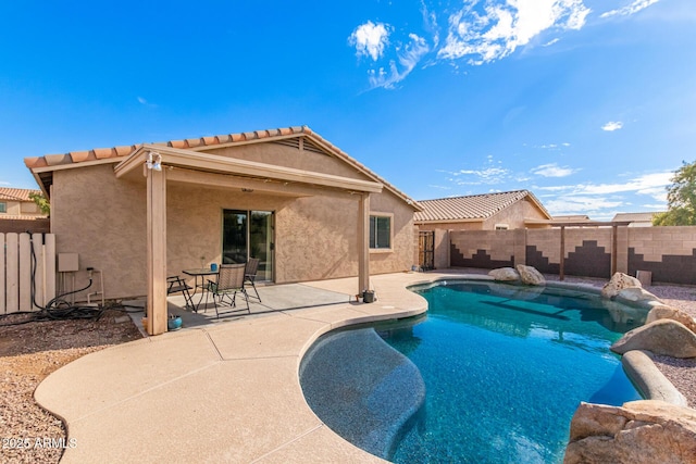 view of swimming pool featuring a patio