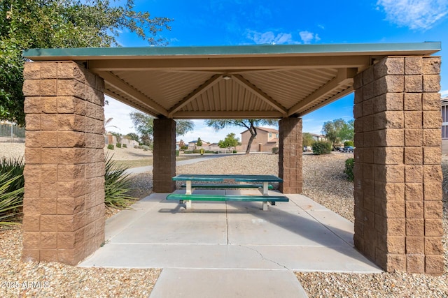 view of patio / terrace featuring a gazebo