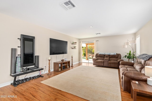 living room featuring wood-type flooring