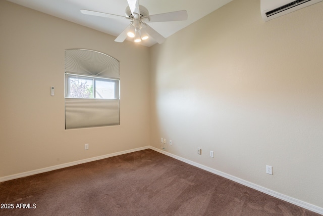 1555 E Monterey St, Chandler, AZ 85225 - empty room with dark colored carpet, ceiling fan, baseboards, and a wall mounted AC