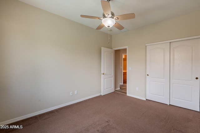 1555 E Monterey St, Chandler, AZ 85225 - unfurnished bedroom with carpet, a closet, baseboards, and a ceiling fan