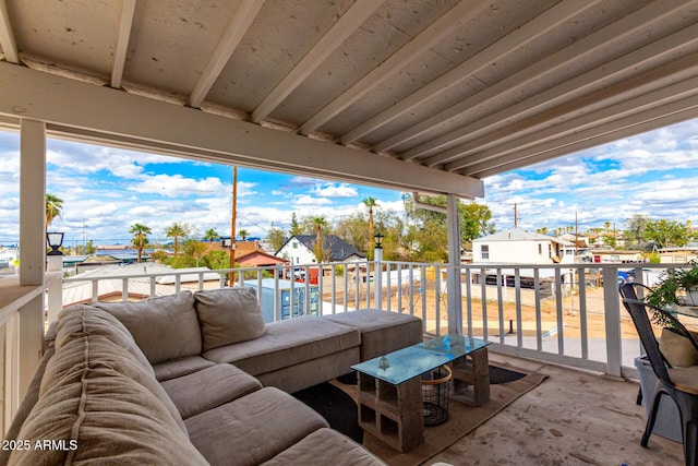 view of patio / terrace featuring a residential view and a balcony