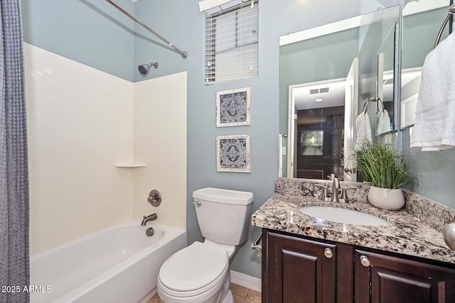 6611 S San Jacinto St, Gilbert, AZ 85298 - full bath with shower / bath combo with shower curtain, vanity, toilet, and baseboards