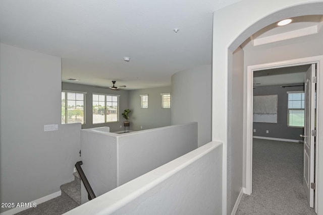 6611 S San Jacinto St, Gilbert, AZ 85298 - corridor featuring an upstairs landing, baseboards, and carpet flooring