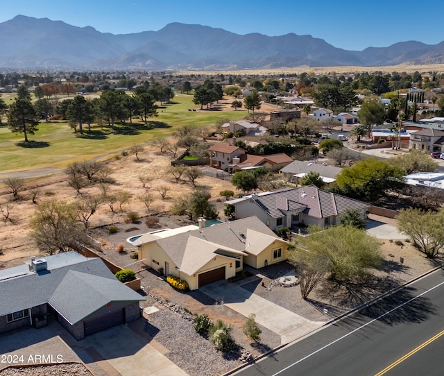 bird's eye view with a mountain view