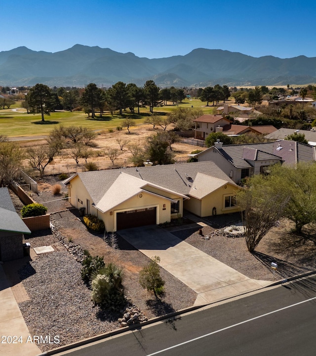 drone / aerial view with a mountain view