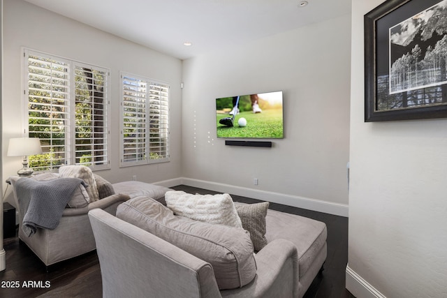 living room featuring dark hardwood / wood-style flooring