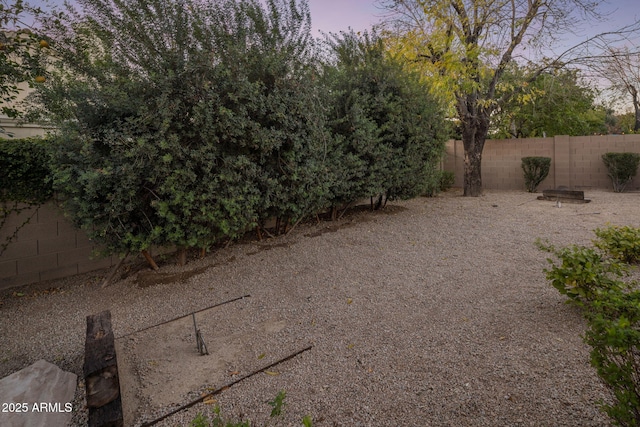 view of yard at dusk