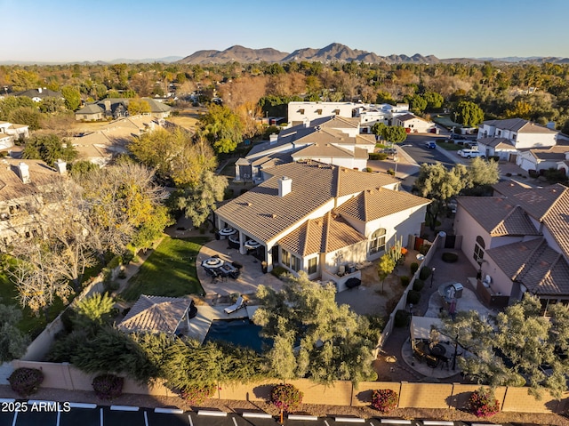 bird's eye view with a mountain view