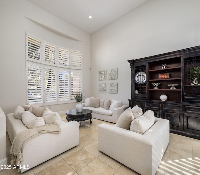 view of tiled living room