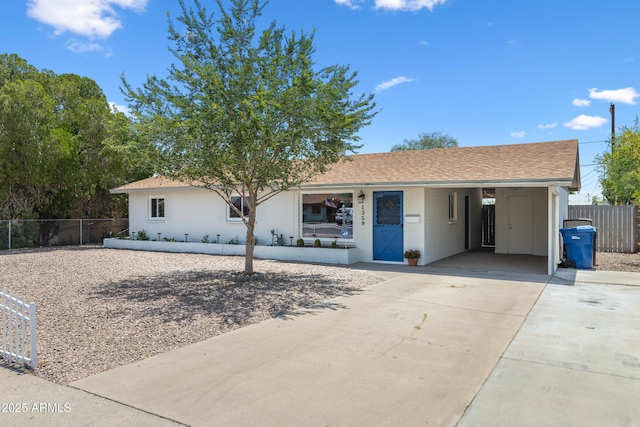 1359 E Nielson Ave, Mesa, AZ 85204 - ranch-style house with concrete driveway, an attached carport, and a porch