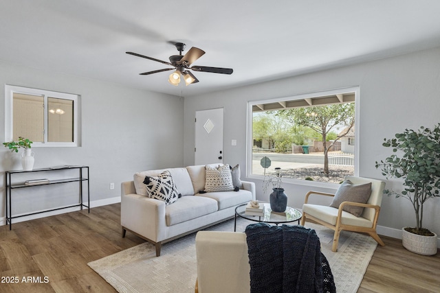 1359 E Nielson Ave, Mesa, AZ 85204 - living area featuring wood finished floors and a ceiling fan