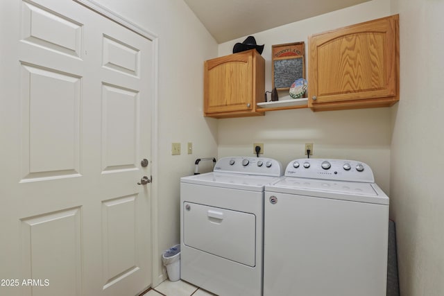 709 W Forest Dr, Payson, AZ 85541 - clothes washing area with light tile patterned flooring, cabinet space, and washer and dryer