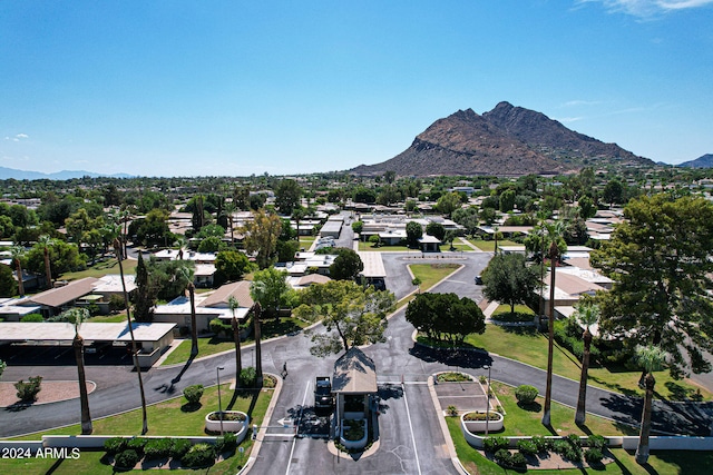 aerial view with a mountain view