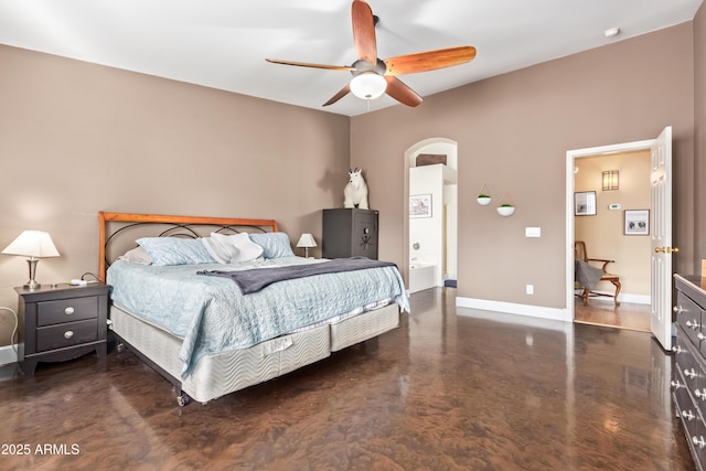 bedroom featuring ceiling fan