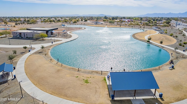 view of pool featuring a mountain view