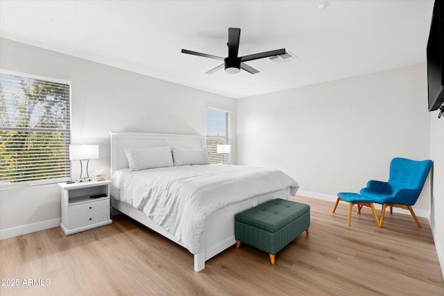 35360 N 93rd Way, Scottsdale, AZ 85262 - bedroom with light wood-type flooring, baseboards, and a ceiling fan