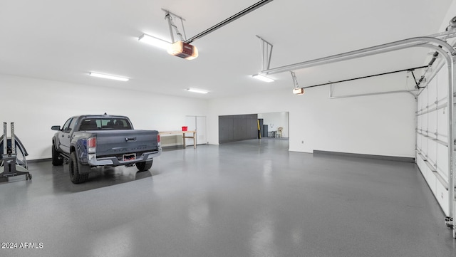 garage with a garage door opener