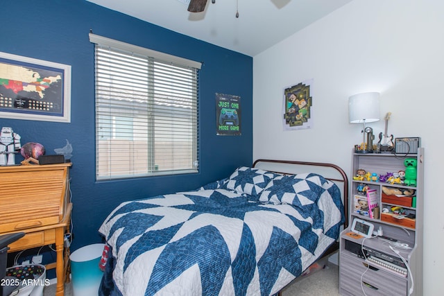 bedroom with carpet and ceiling fan