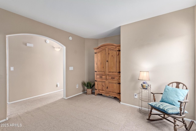 sitting room with light carpet